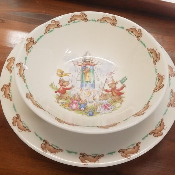 Bunnykins Children’s 3-Pcs Dish Set Bone China Royal Doulton England Collectable - Picture 7 of 16